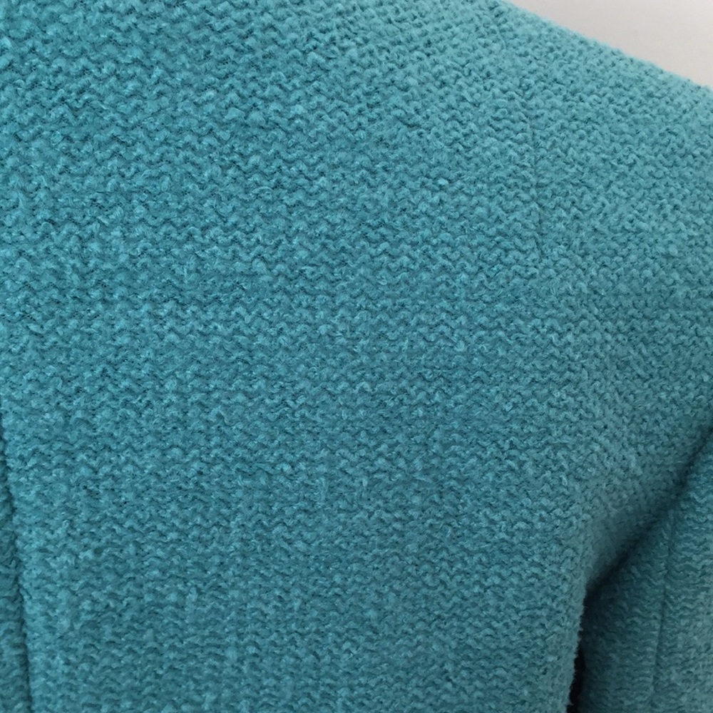 Vintage NWT Lord & Taylor Turquoise Teal Open Front Blazer Jacket - Picture 7 of 15